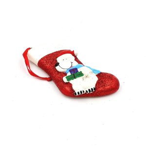 Decorațiune cu magnet - Ciorap de Crăciun cu urs polar și cadouri