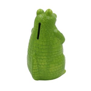 Pusculita crocodil din ceramica verde