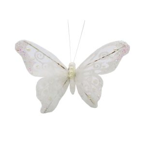 Set fluturi decorativi alb cu clips