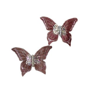 Set fluturi decorativi cu clips roz-violet