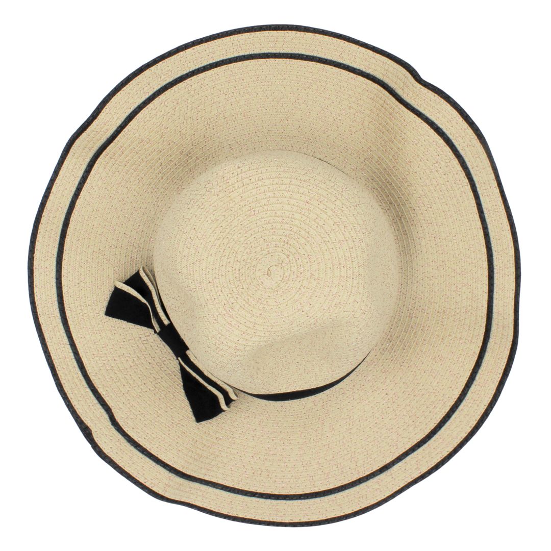 Pălărie plajă damă bej cu cercuri negre