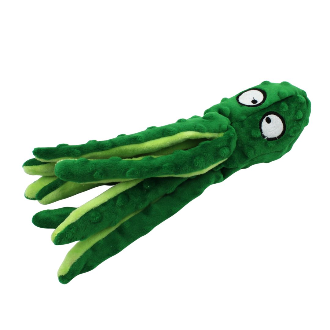 Jucărie caracatiță verde cu sunet pentru câini