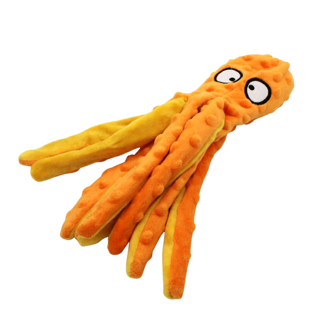 Jucărie caracatiță portocalie cu sunet pentru câini