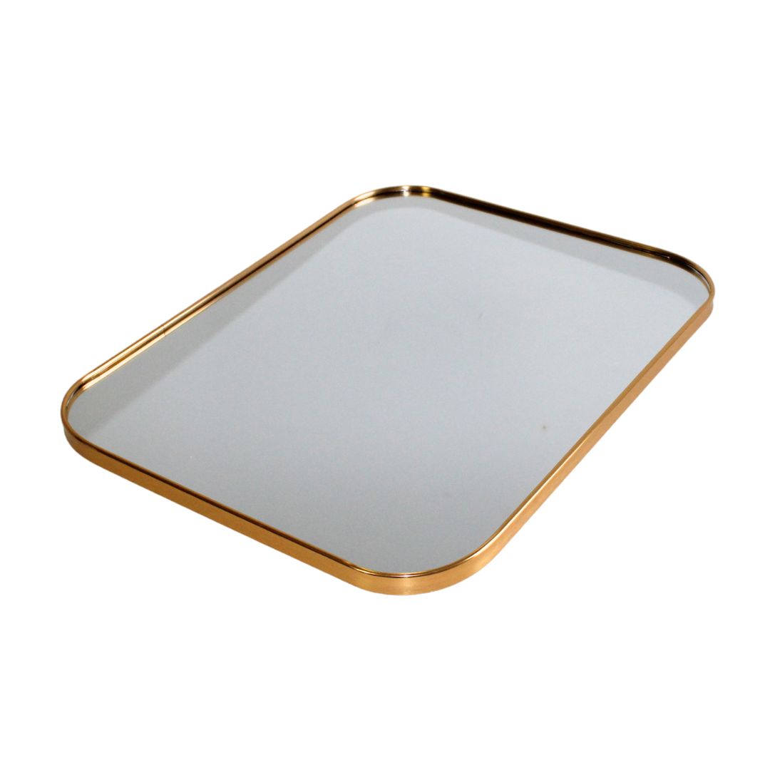 Oglindă cadru metalic dreptunghiular auriu 45x35 cm